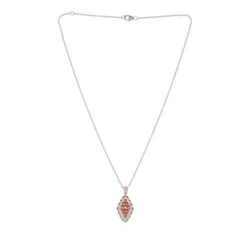 Rare Padparadscha Sapphire & Zircon Necklace RG & Palladium Sterling Silver! - Picture 4 of 10
